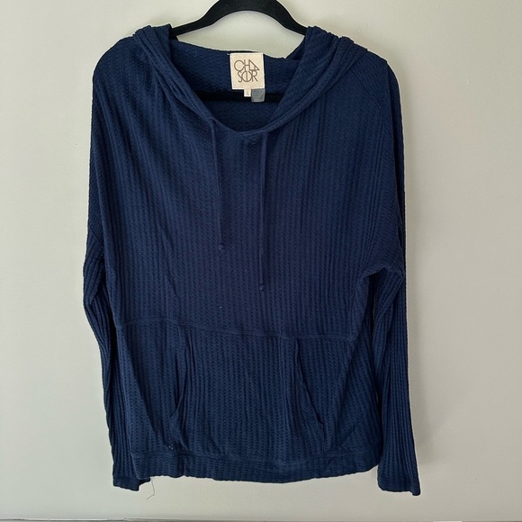 Chaser Women’s Waffle Knit Sweater‎ With Hood Size Large - Picture 1 of 4